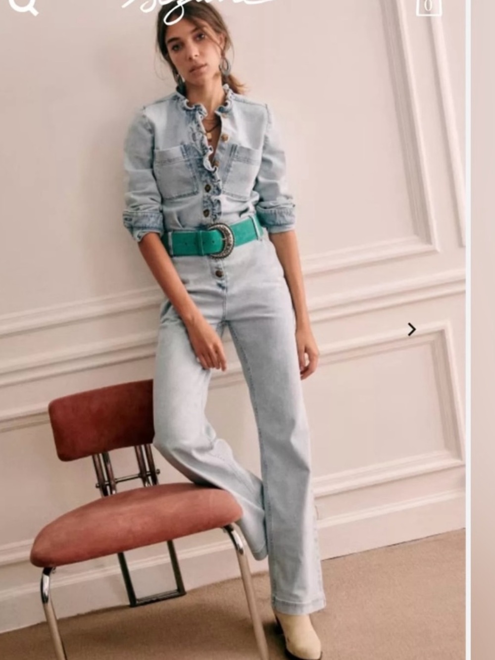 Sezane Miley Jumpsuit Light Denim Blue